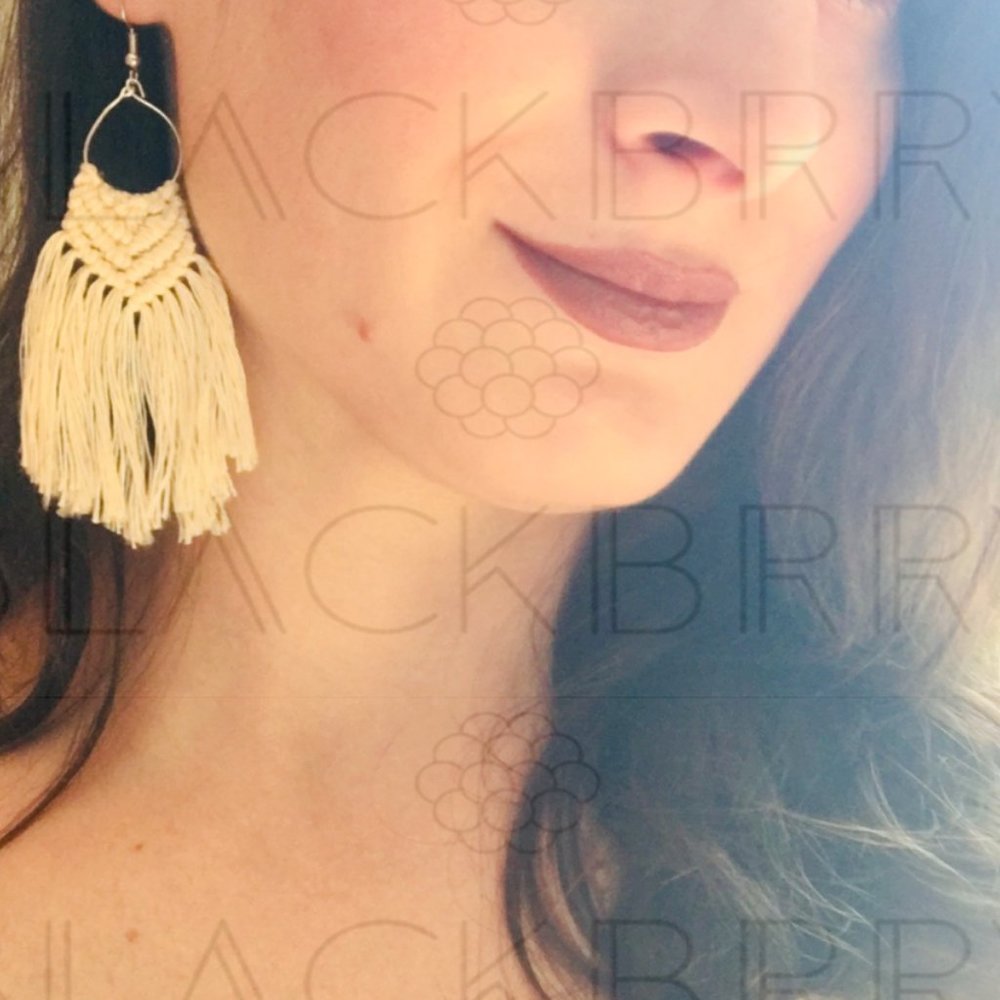 NEW Macrame Handmade w Love-Feather Boho Earrings